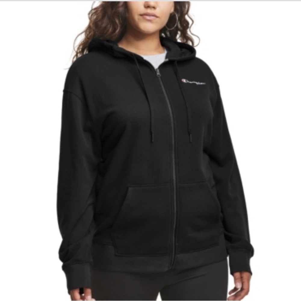Champion Full Zip Long Sleeve Hoodie with Drawstring - Metal Zipper; Two Pockets